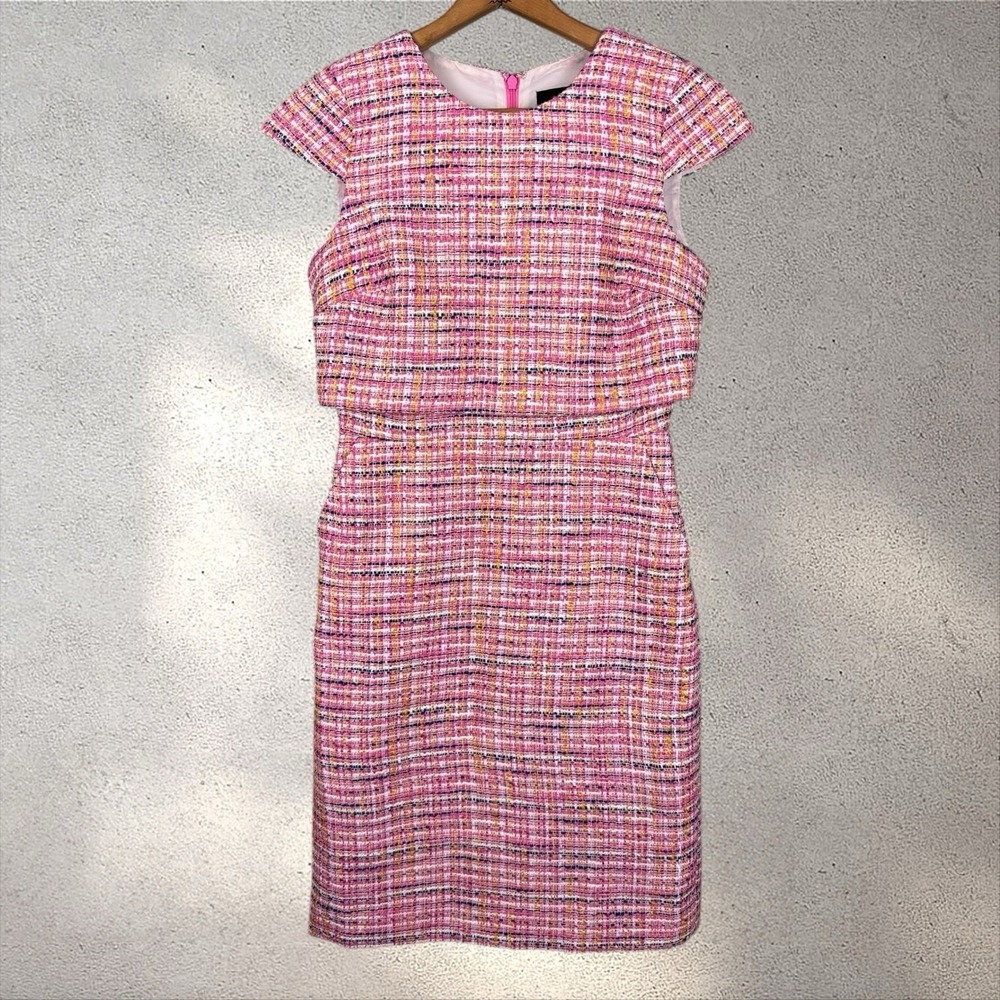 J. Crew Going-Places Dress Pink Tweed Business Office Sz 2 - Picture 1 of 4